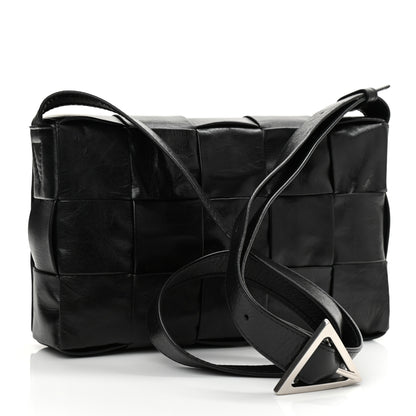 Bottega Veneta Paper Calfskin Maxi Intreccio Cassette Crossbody Bag Black 3 of 8