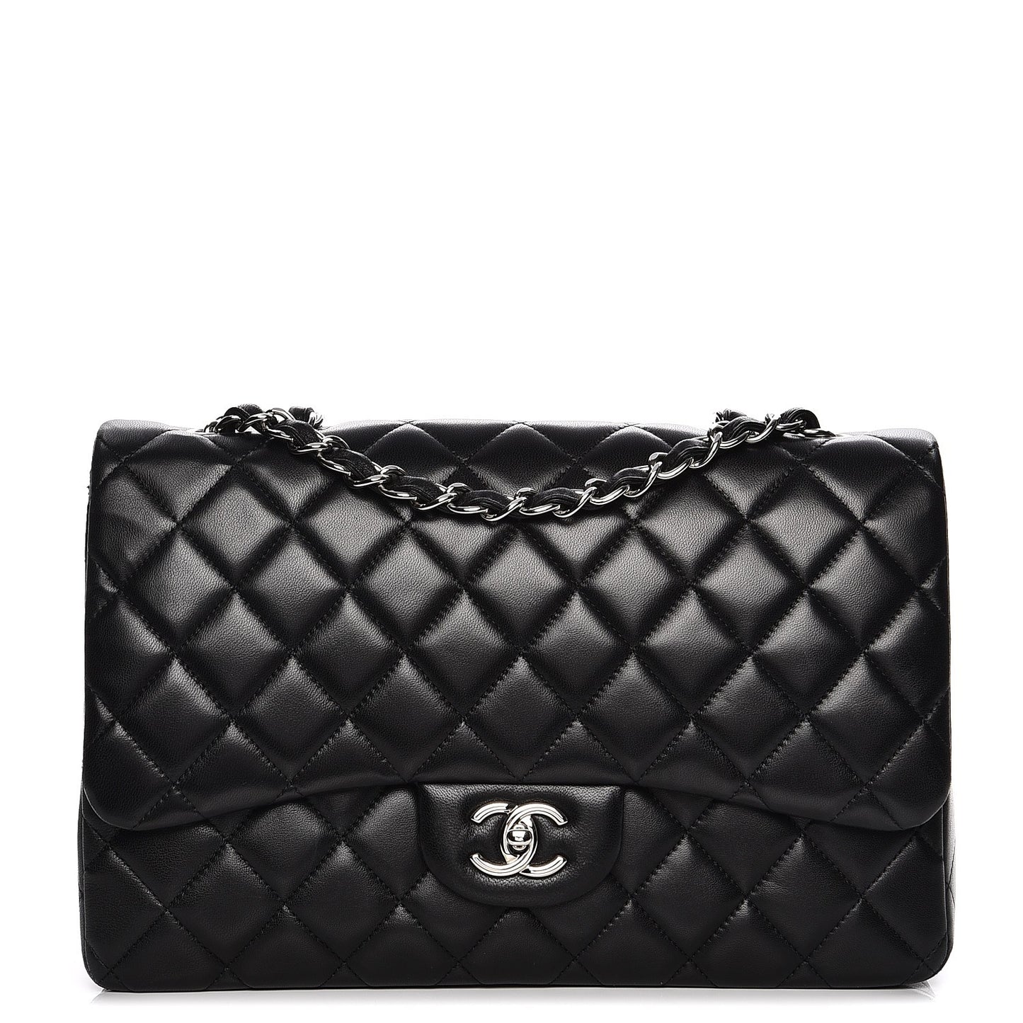 Lambskin Quilted Jumbo Single Flap Black