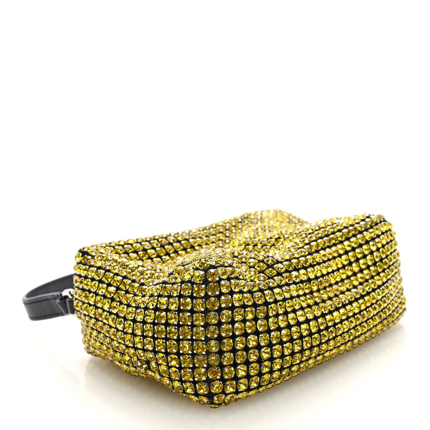 Mesh Crystal Rhinestone Mini Heiress Pouch Lemon