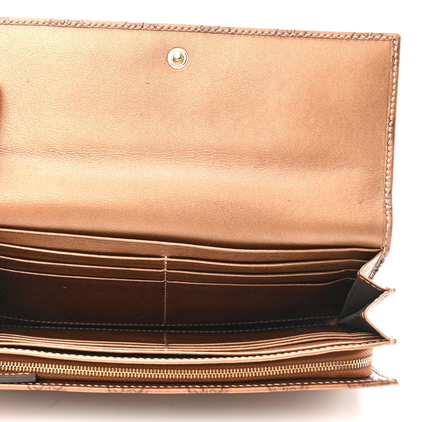 Metallic Guccissima Lovely Heart Continental Wallet Bronze