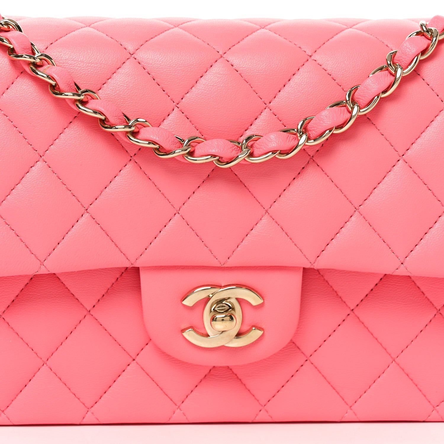 Chanel Lambskin Quilted Medium Double Flap Pink 8 of 10