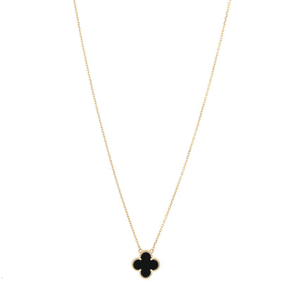 Van Cleef & Arpels 18K Yellow Gold Black Onyx Vintage Alhambra Pendant Necklace 1 of 5