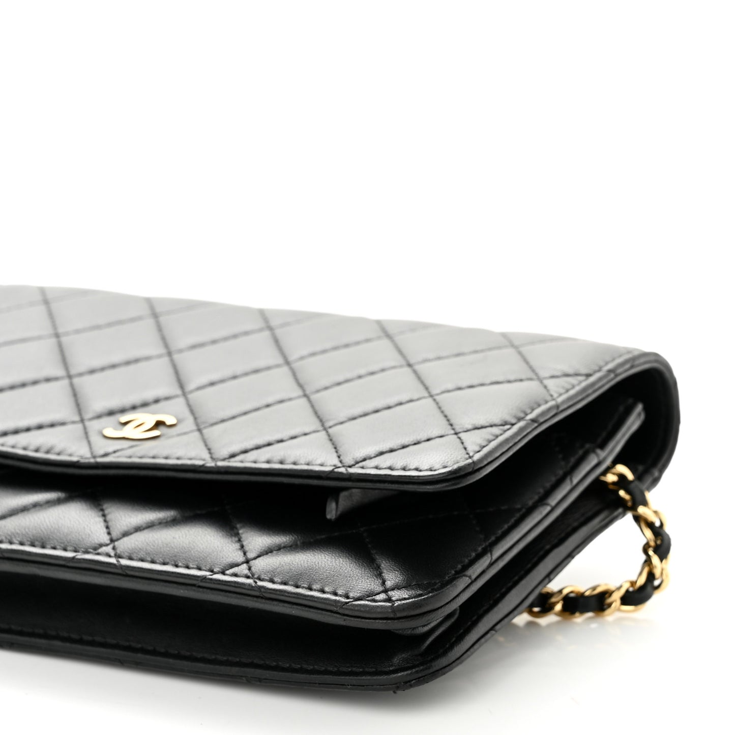 Lambskin Quilted Wallet On Chain WOC Black