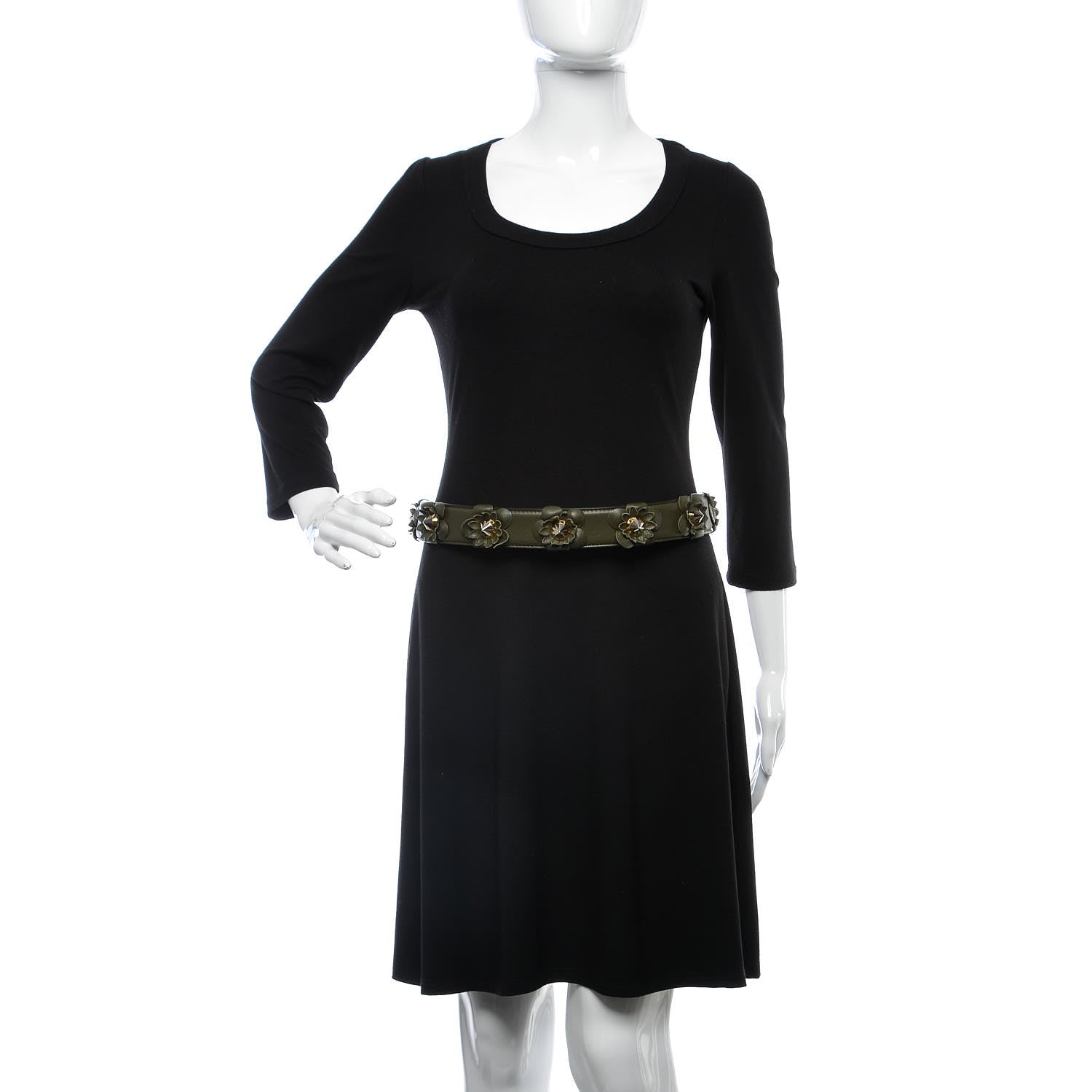 Fendi Calfskin Flowerland Belt 85 34 Green 2 of 5