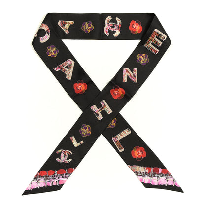 Chanel Silk Bandeau Scarf Black Multicolor 1 of 3