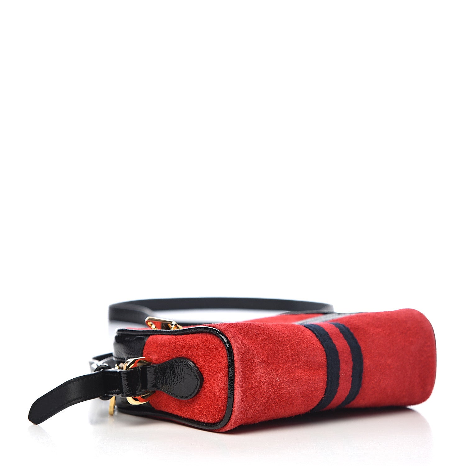 Gucci Suede Patent Web Mini Ophidia Shoulder Bag Red 4 of 12