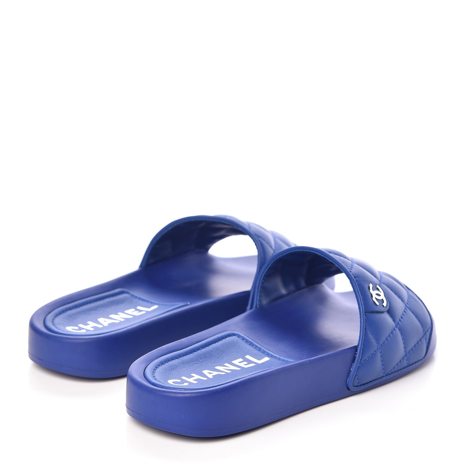 Chanel Lambskin Quilted CC Mules Sandals 36 Dark Blue 4 of 10