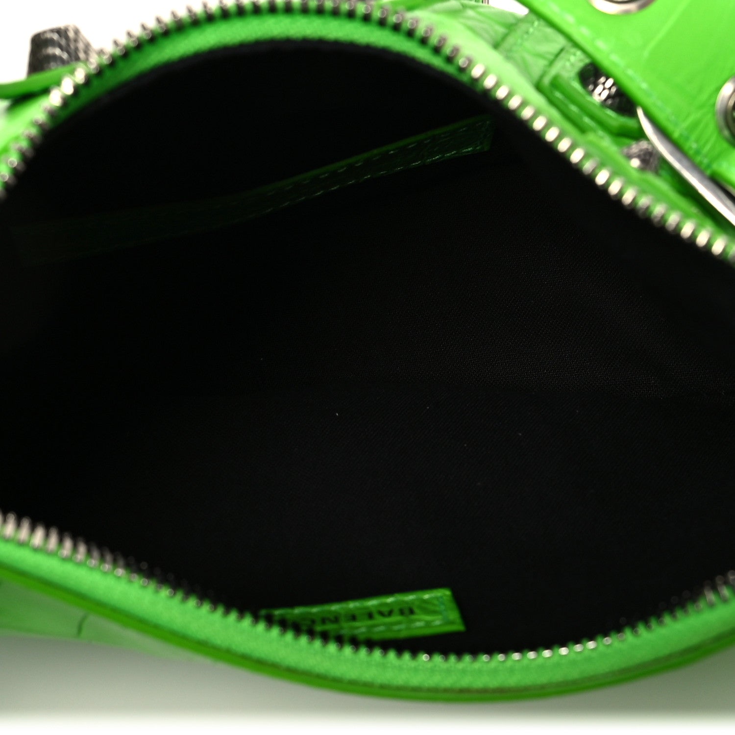 Balenciaga Extra Supple Calfskin Crocodile Embossed Le Cagole Shoulder Bag XS Acid Green 6 of 11