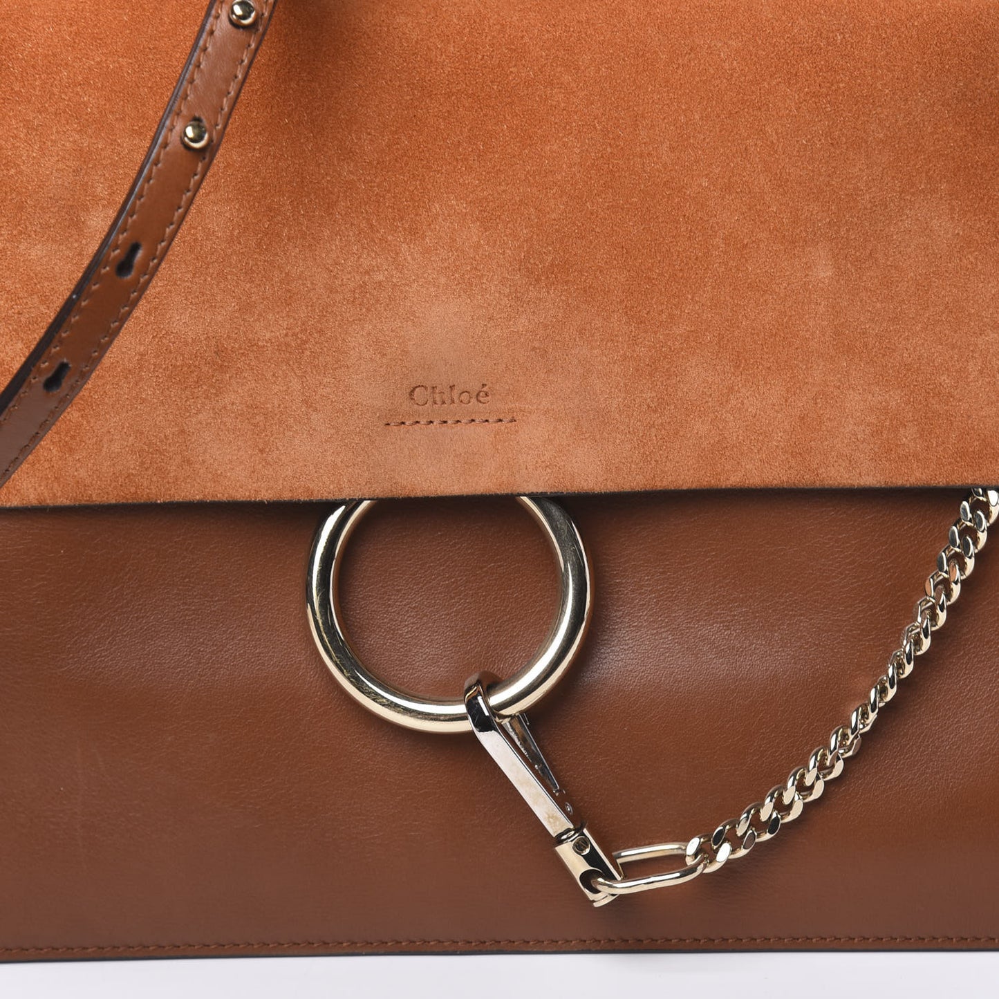Suede Calfskin Medium Faye Shoulder Bag Tobacco