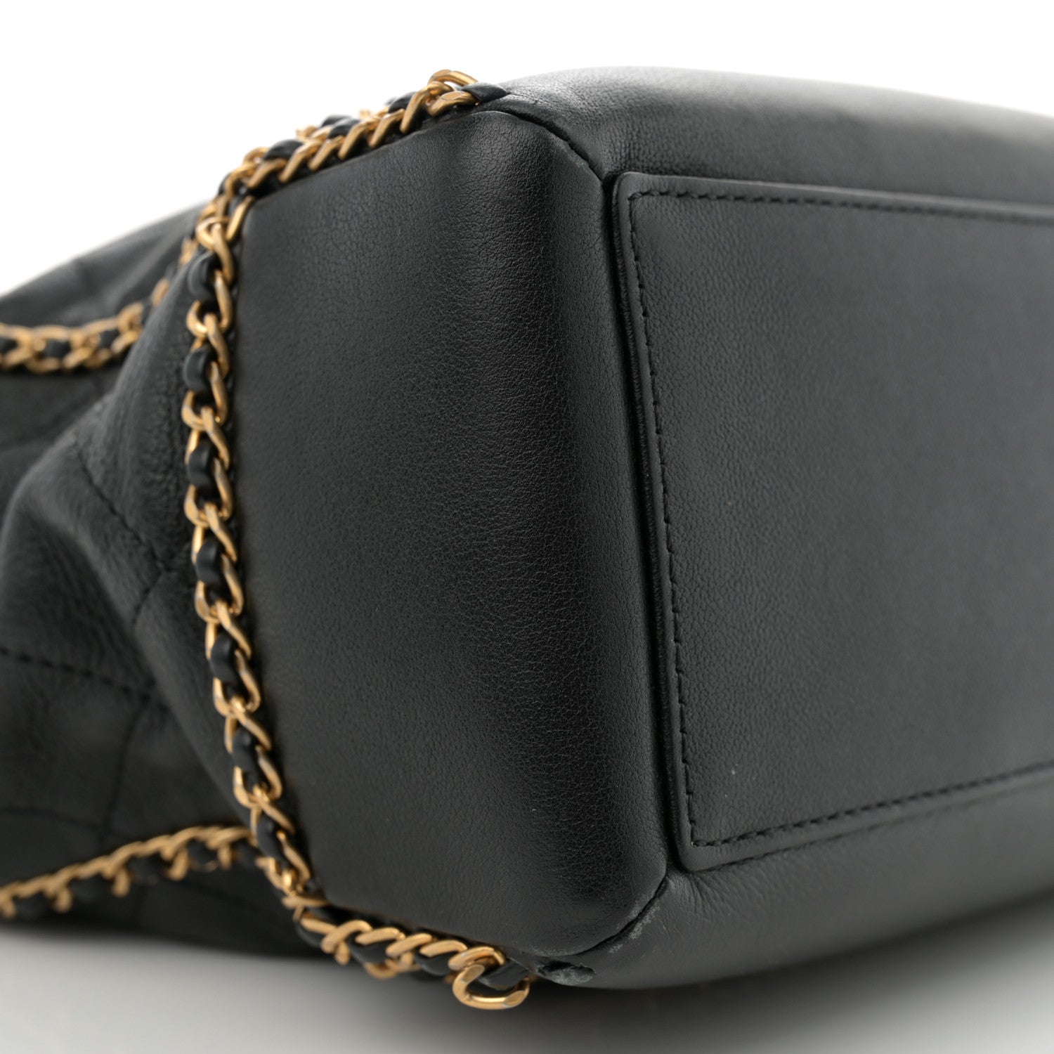 Chanel Calfskin Quilted Chain Lines Shopping Tote Black 9 of 12