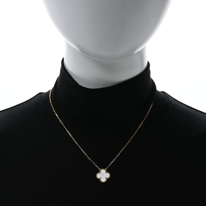 Van Cleef & Arpels 18K Yellow Gold Mother of Pearl Vintage Alhambra Pendant Necklace 3 of 5