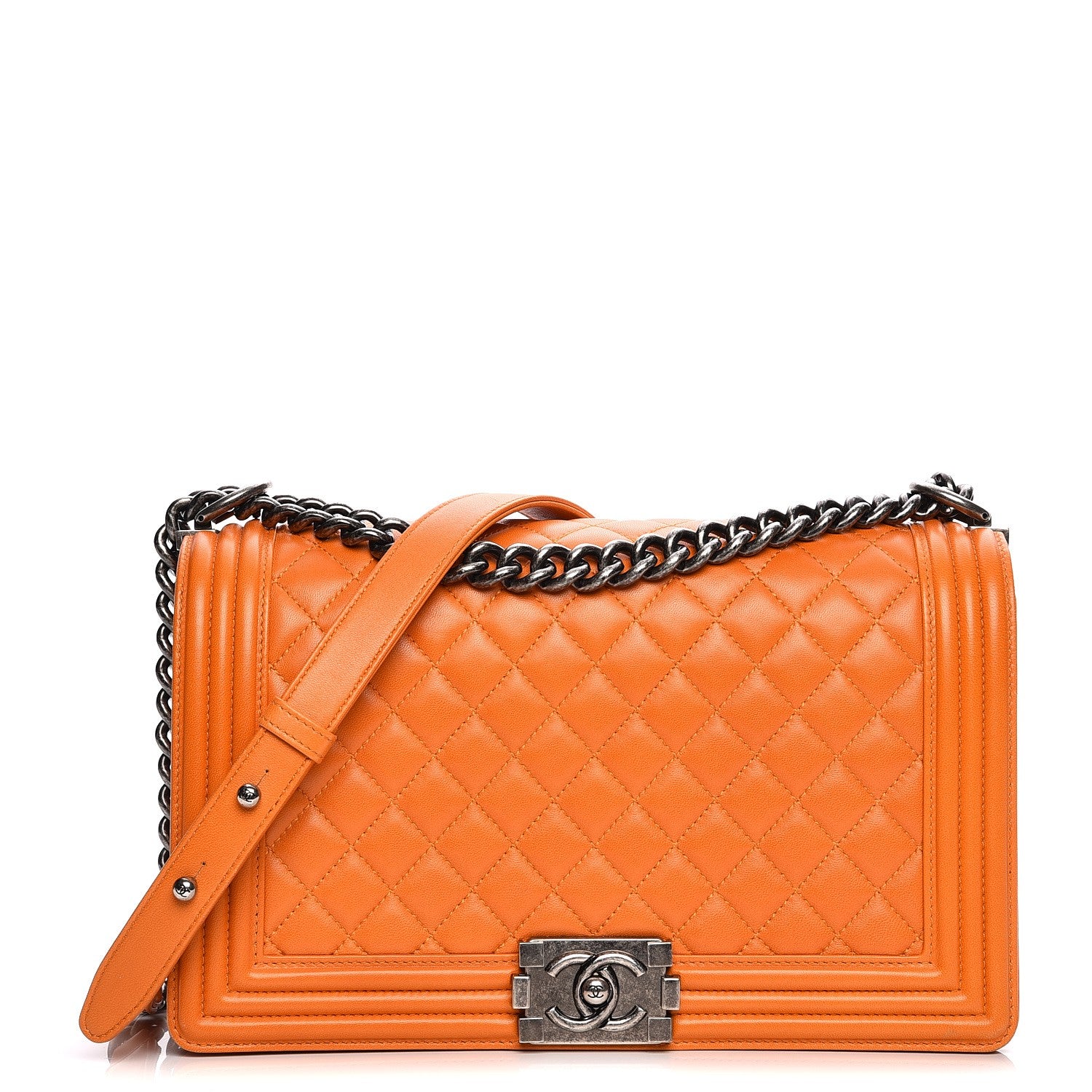 Chanel Lambskin Quilted New Medium Boy Flap Orange 1 of 12