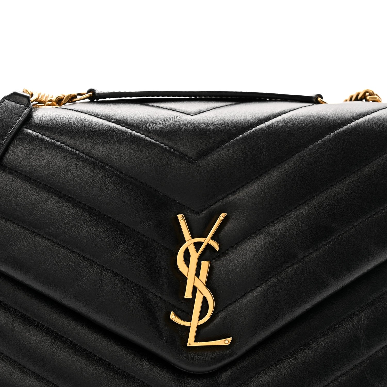 Saint Laurent Calfskin Y Quilted Monogram Medium Loulou Chain Satchel Black 9 of 17