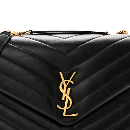 Saint Laurent Calfskin Y Quilted Monogram Medium Loulou Chain Satchel Black 9 of 17