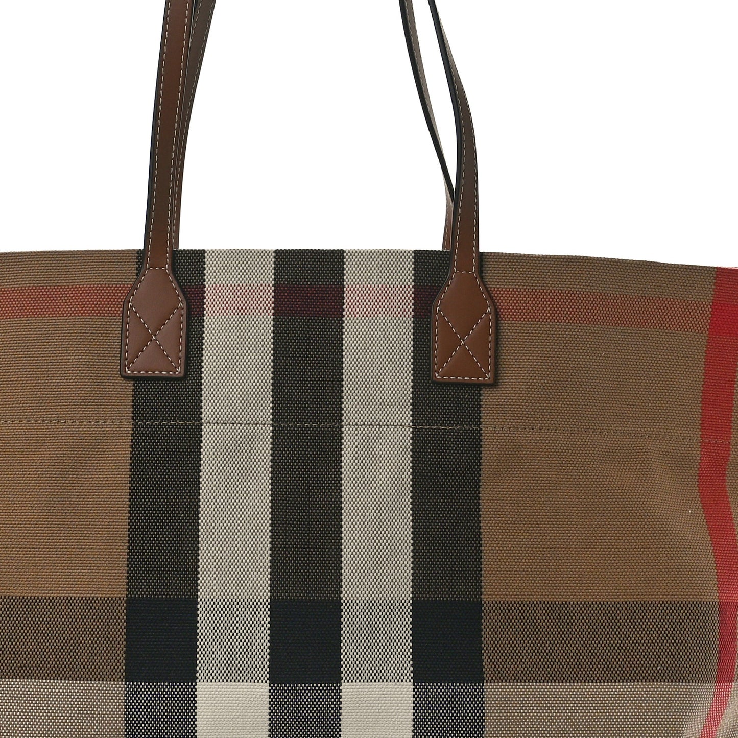 Giant Check Canvas Medium London Tote Taupe Brown