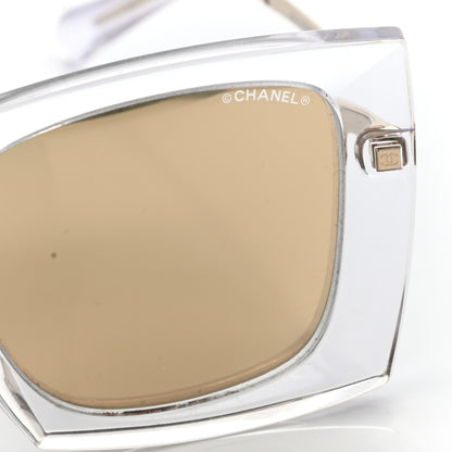 Chanel 18K White Gold Mirror Square Sunglasses 6051 Gold 7 of 7