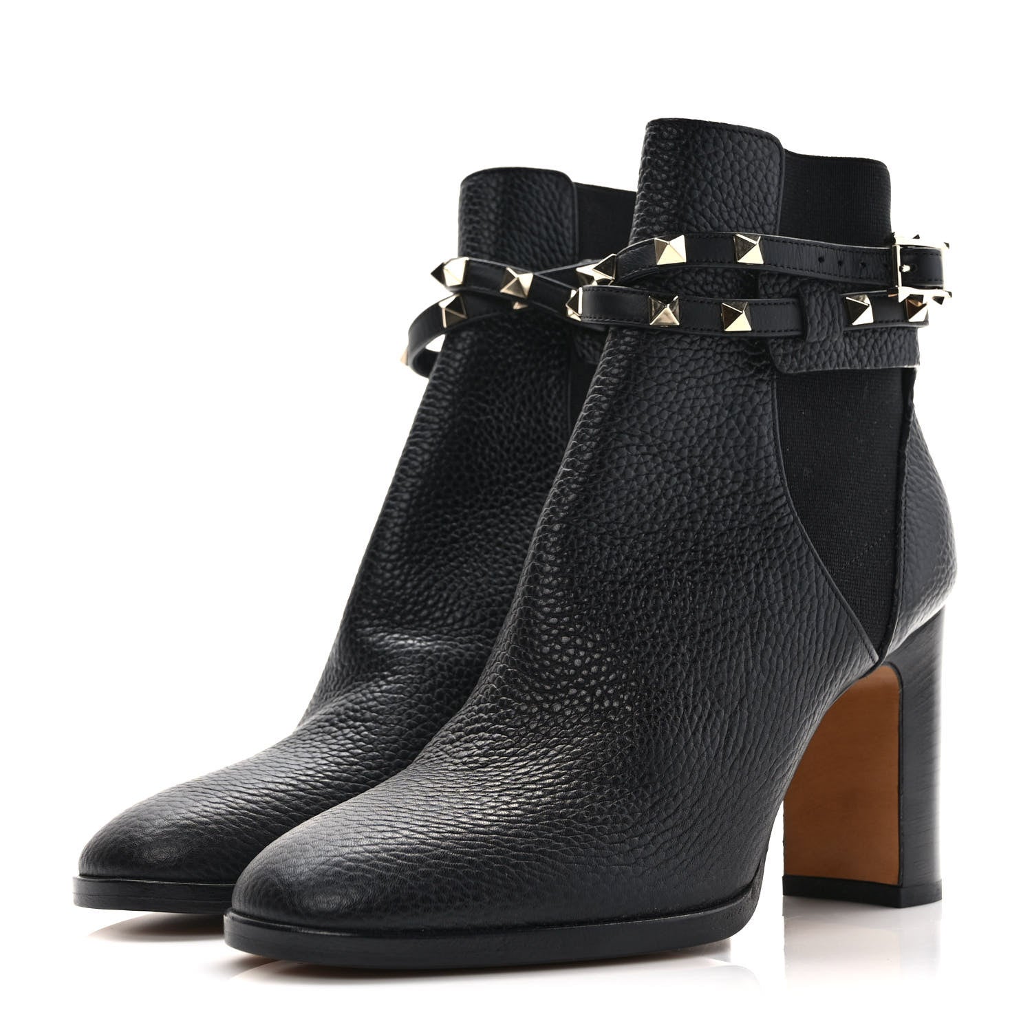 Valentino Garavani Grainy Calfskin Rockstud Chelsea 90mm Ankle Boots 37 Black 3 of 8