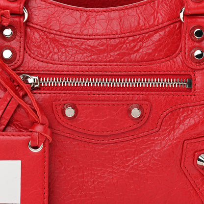 Balenciaga Agneau Classic Silver Hardware Mini City Logo Strap Red Black 8 of 10