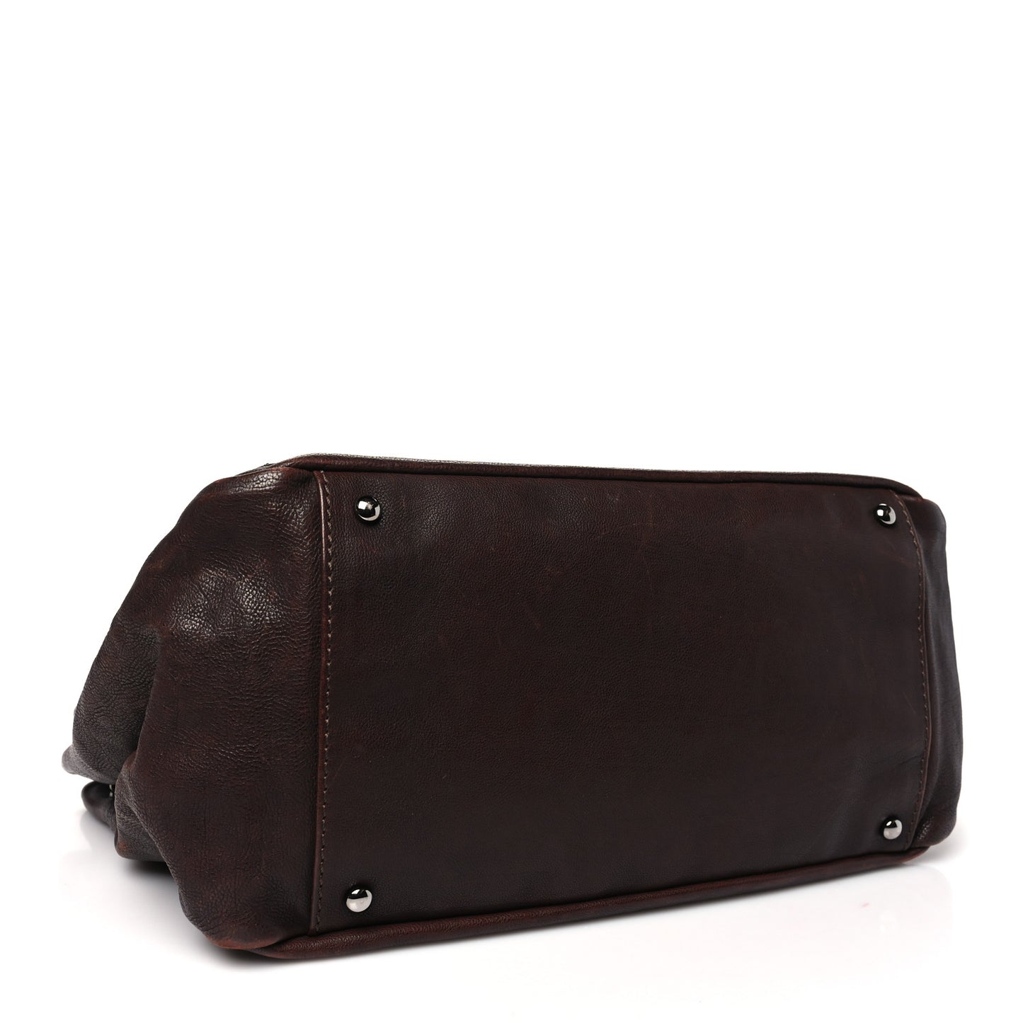 Calfskin Diamond Stitch Accordion Flap Brown