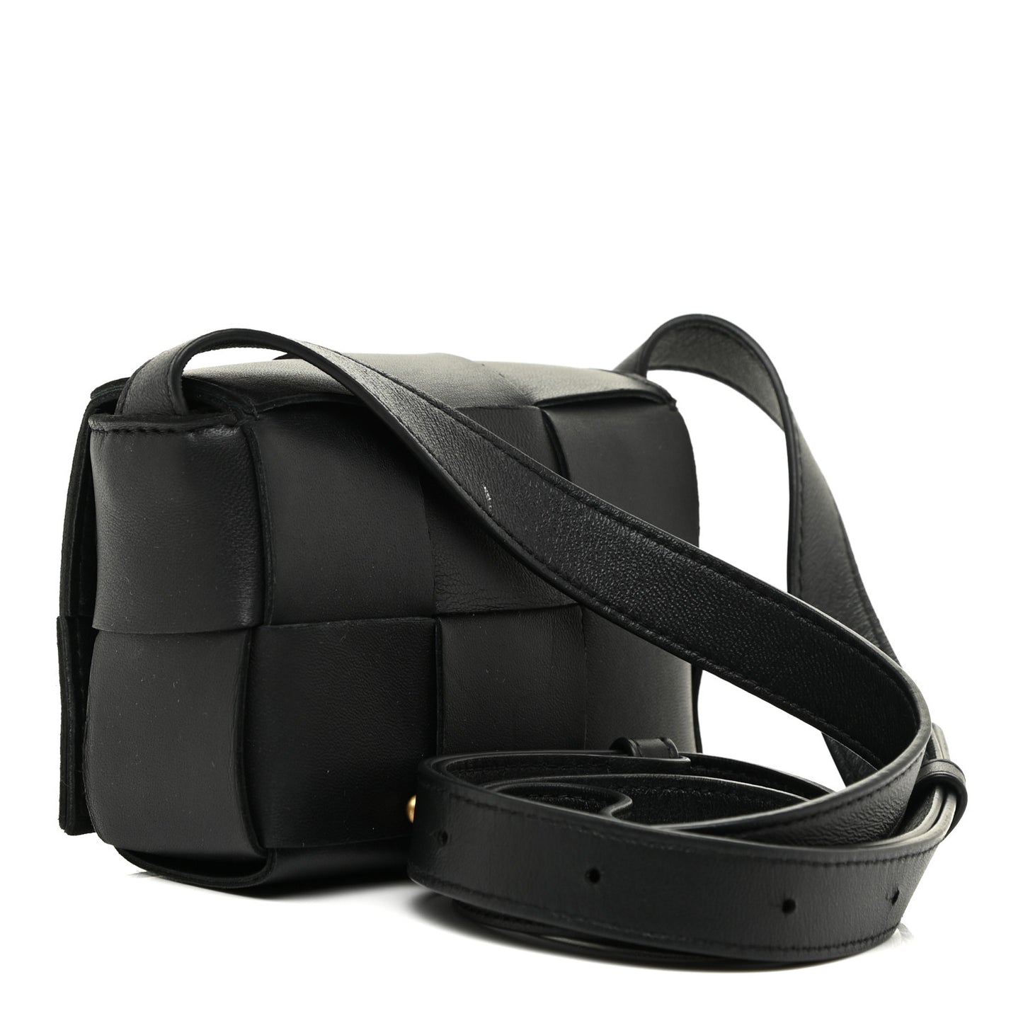 Lambskin Maxi Intrecciato Extra Mini Cassette Crossbody Bag Black