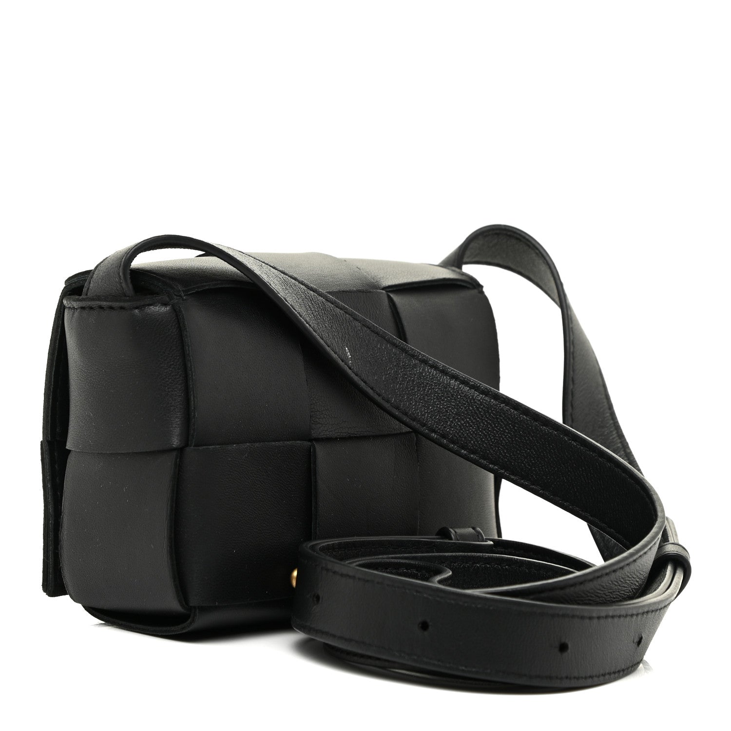 Bottega Veneta Lambskin Maxi Intrecciato Extra Mini Cassette Crossbody Bag Black 3 of 11