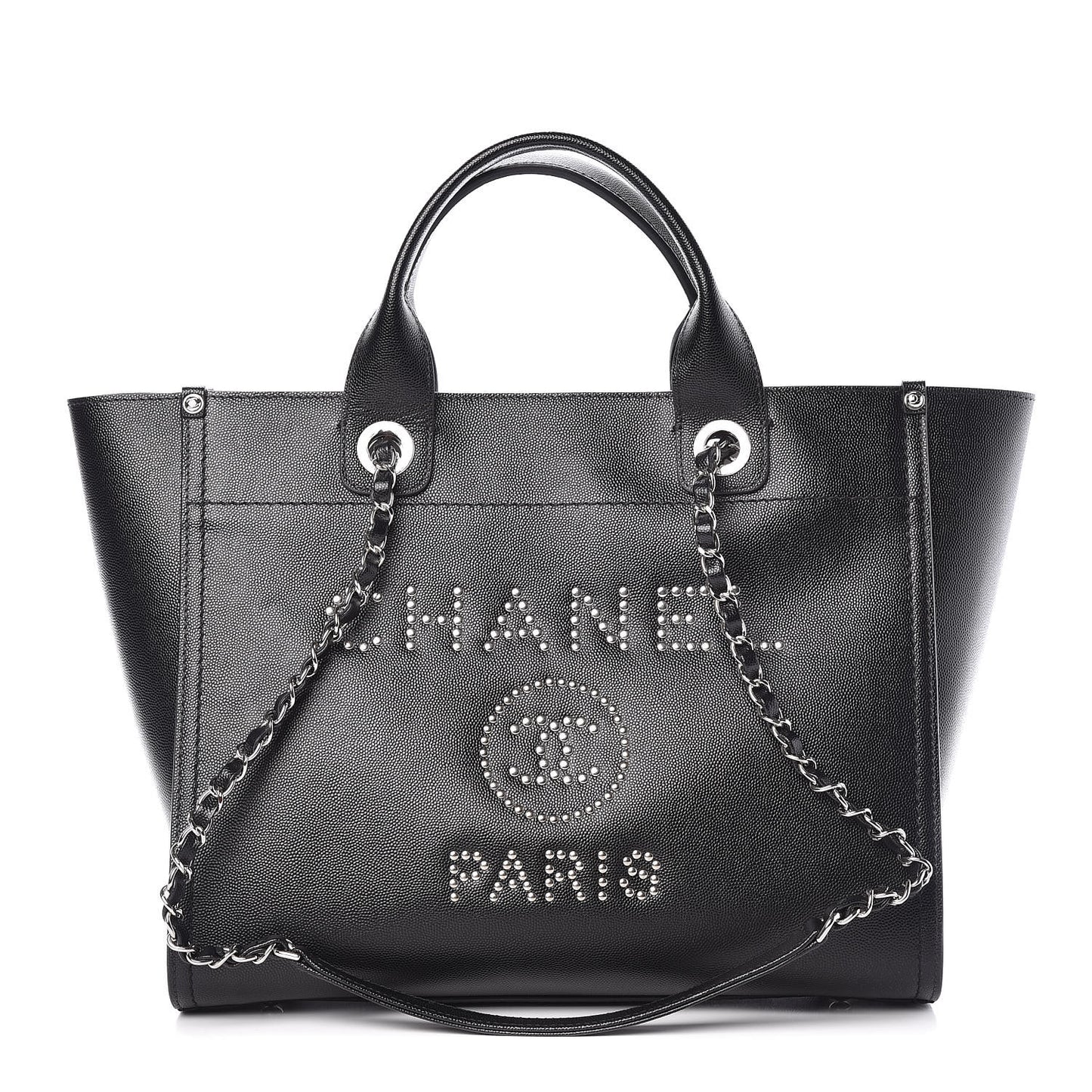 Caviar Small Studded Deauville Tote Black