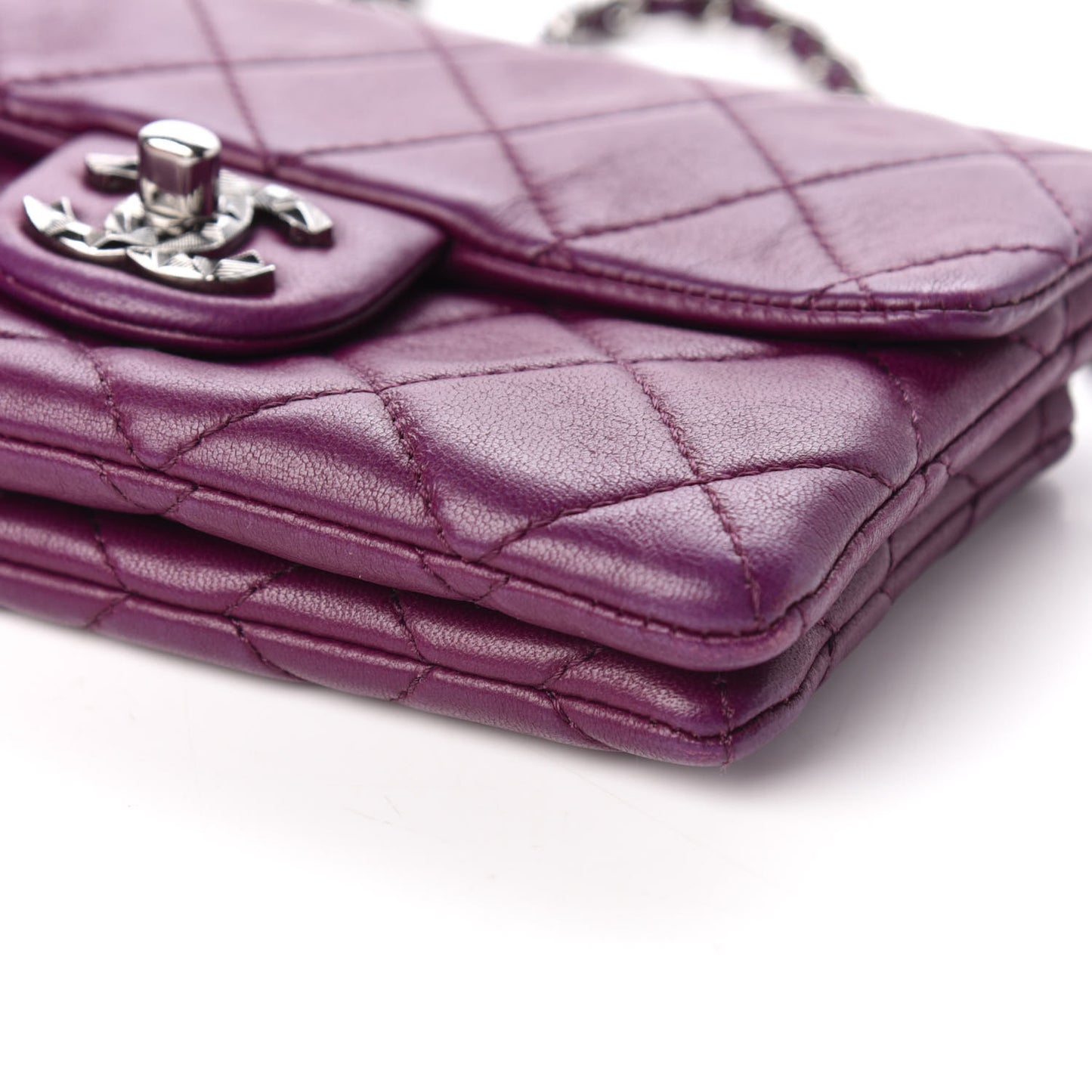 Lambskin Quilted Mini Mineral Nights Flap Crossbody Bag Purple