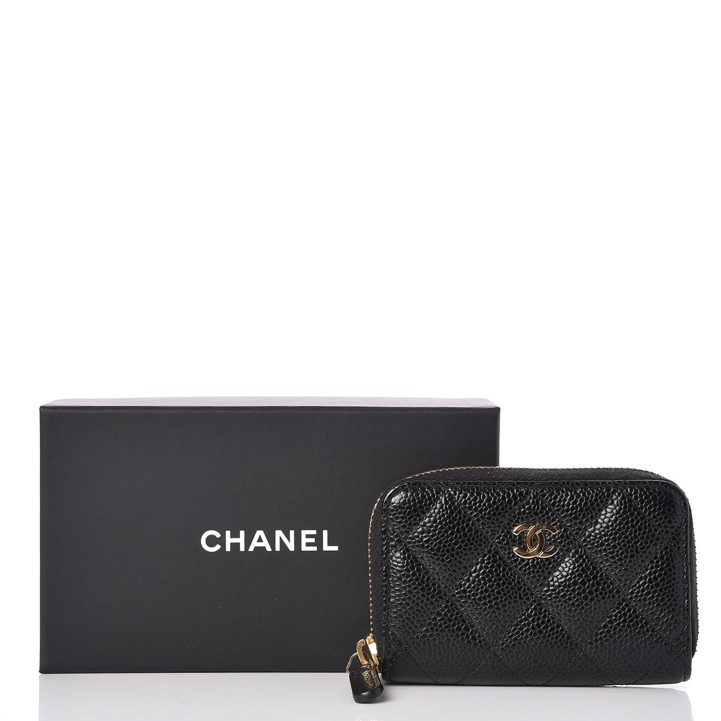 Caviar Quilted Zip Coin Purse Black