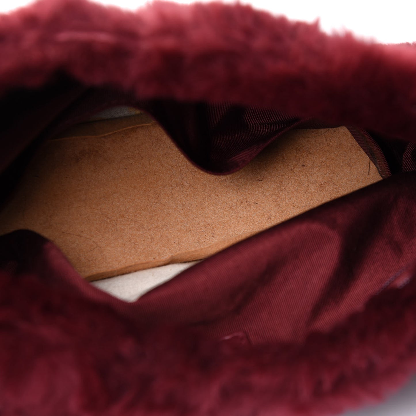Rabbit Fur Shoulder Bag Burgundy