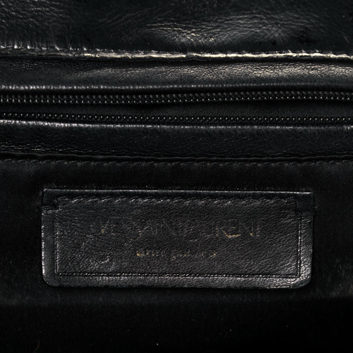 Saint Laurent Glazed Calfskin Crocodile Embossed Tribute Tote Black 6 of 11