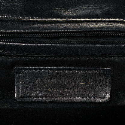 Saint Laurent Glazed Calfskin Crocodile Embossed Tribute Tote Black 6 of 11