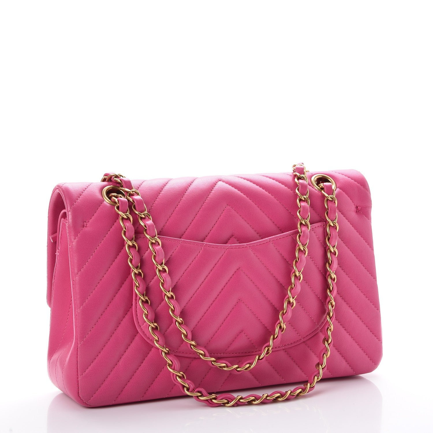 Chanel Lambskin Chevron Quilted Medium Double Flap Pink 3 of 12