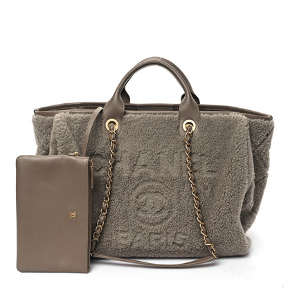 Chanel Shearling Lambskin Medium Deauville Tote Brown 3 of 12