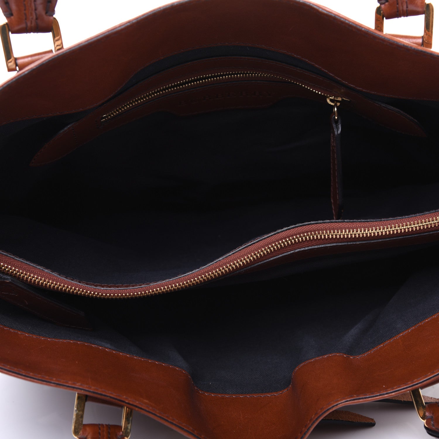 Burberry House Check Bridle Calfskin Medium Lynher Tote Dark Tan 5 of 30