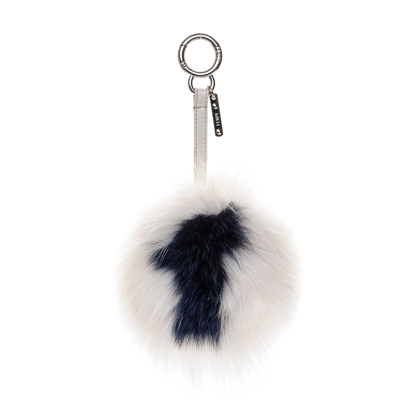 Fox Fur Pom Pom Bag Charm Shadow Blue