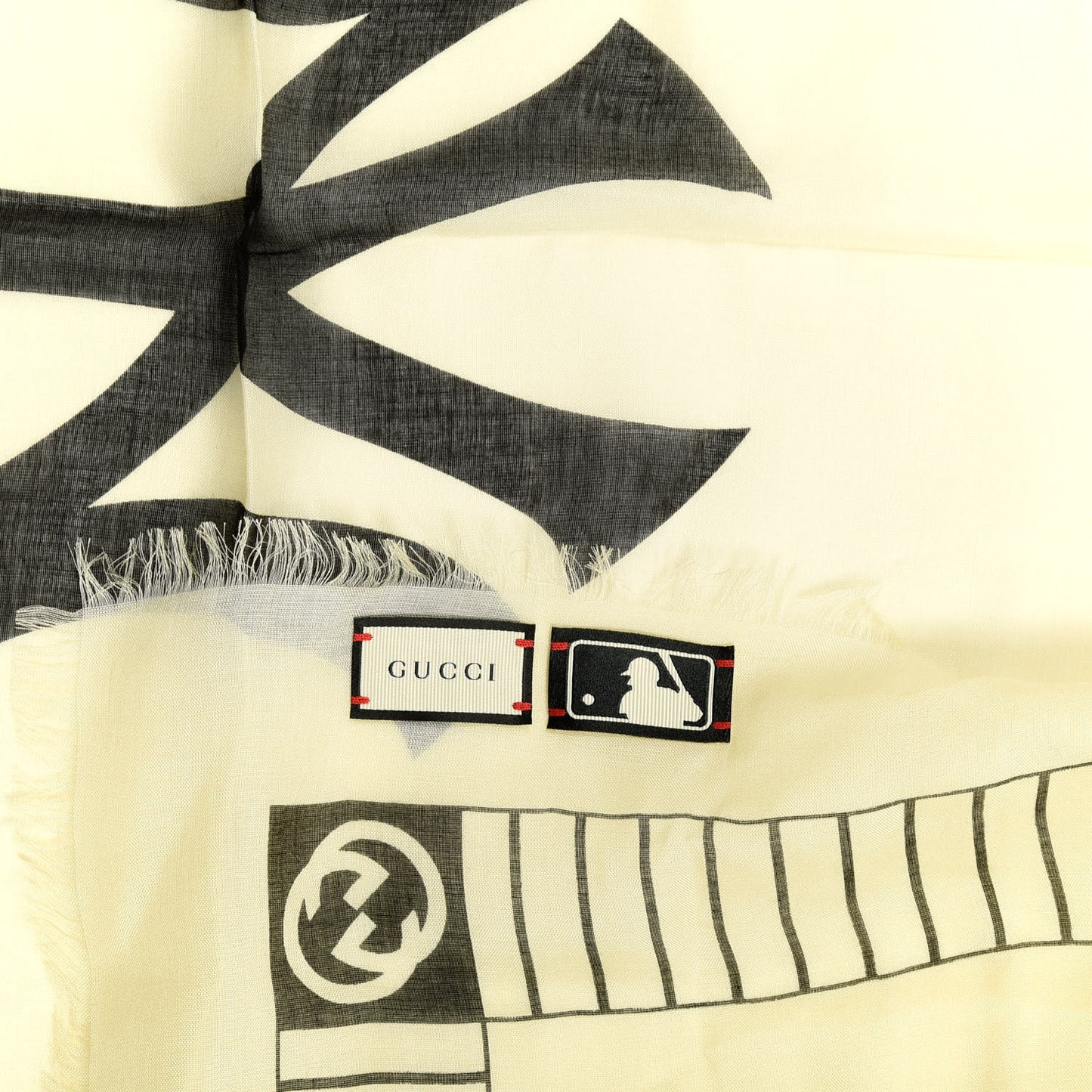 X MLB Modal Silk NY Yankees Shawl Ivory Black