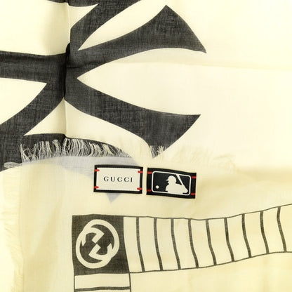 Gucci X MLB Modal Silk NY Yankees Shawl Ivory Black 3 of 4