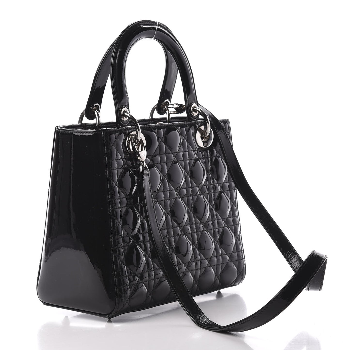 Patent Cannage Medium Lady Dior Black