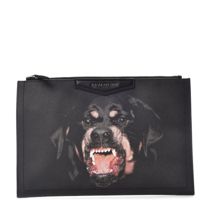 Givenchy Textured Coated Canvas Rottweiler Print Large Cosmetic Pouch Black 1 of 8