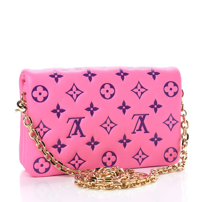 Louis Vuitton Lambskin Embossed Monogram Vuittamins Pochette Coussin Rose Violet 3 of 10