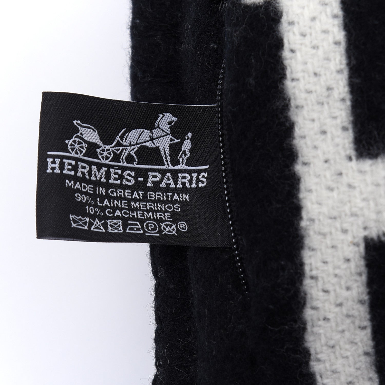 Hermes Wool Cashmere Avalon III Pillow PM Ecru Black 3 of 3