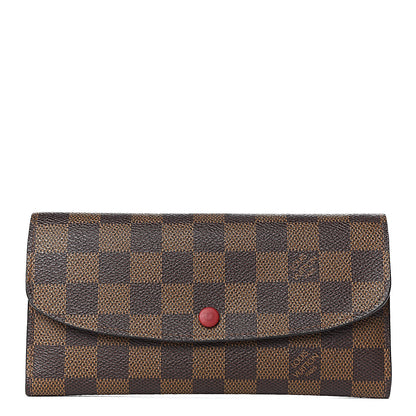 Louis Vuitton Damier Ebene Emilie Wallet Red 1 of 11