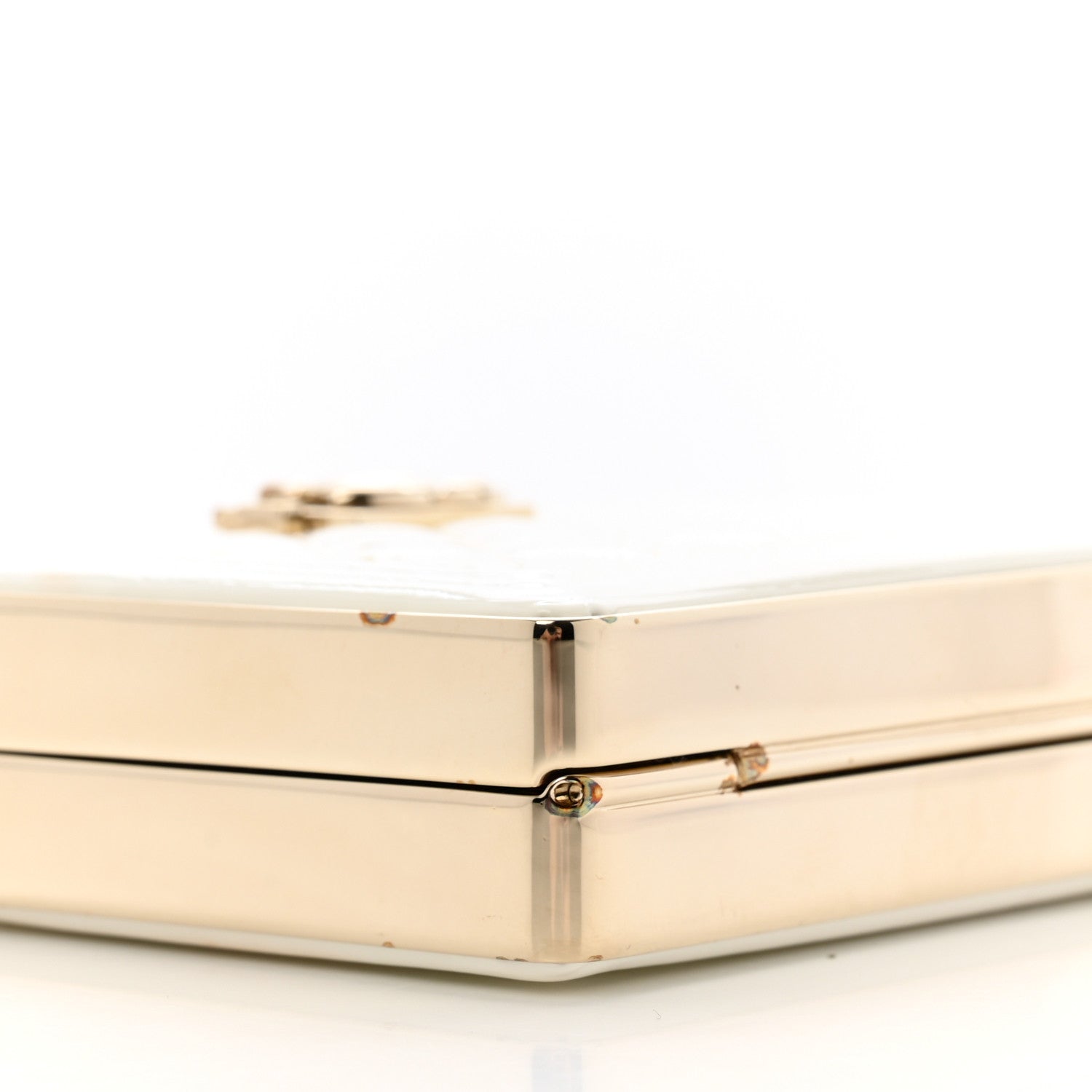 Chanel Patent Calfskin Boy Minaudiere White 9 of 15