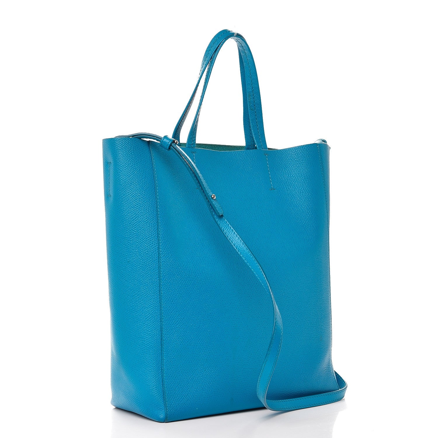Celine Grained Calfskin Small Vertical Cabas Turquoise 4 of 13