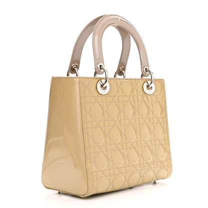 Christian Dior Patent Cannage Medium Lady Dior Beige 3 of 11