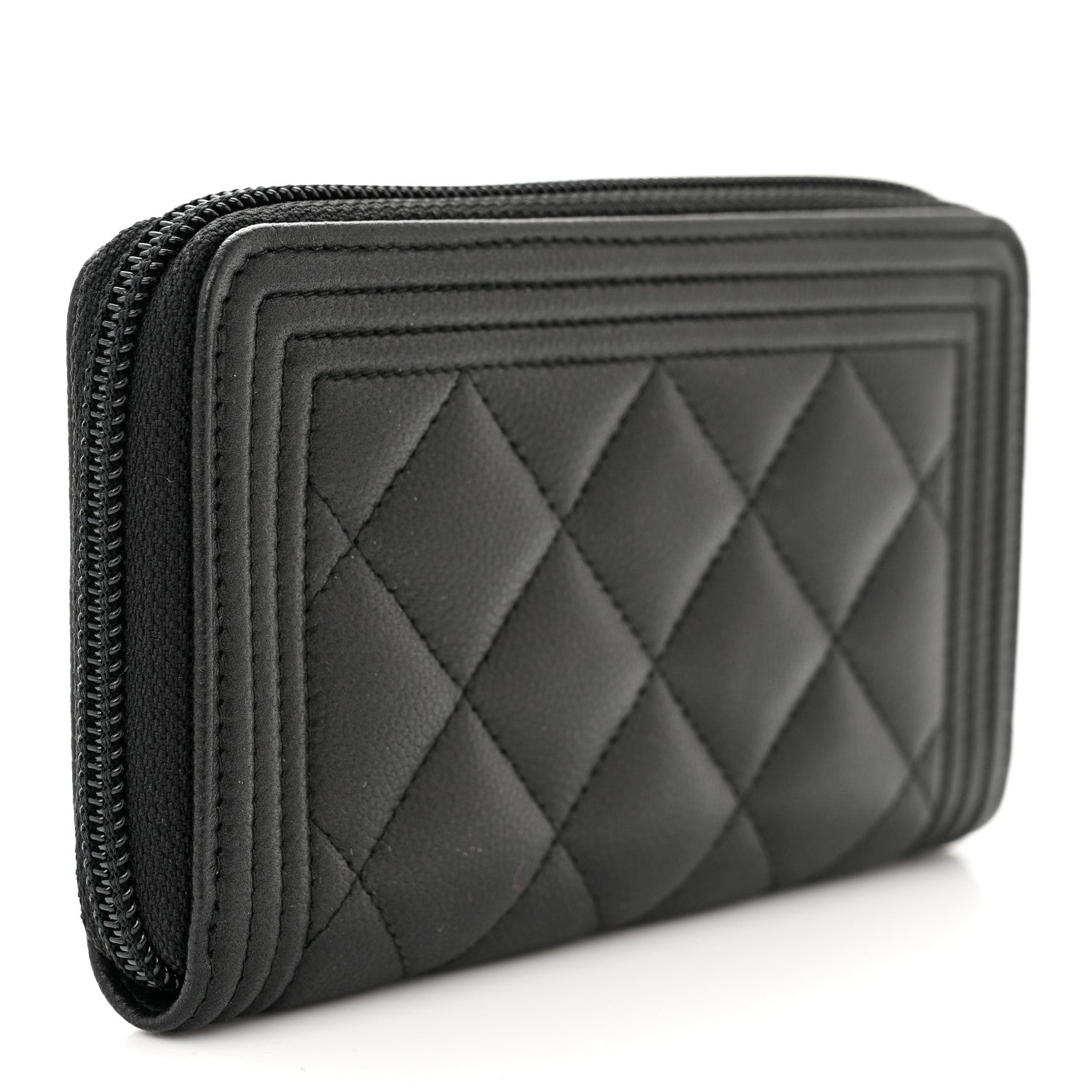 Chanel Caviar Quilted Small Boy Zip Around Wallet So Black 3 of 9