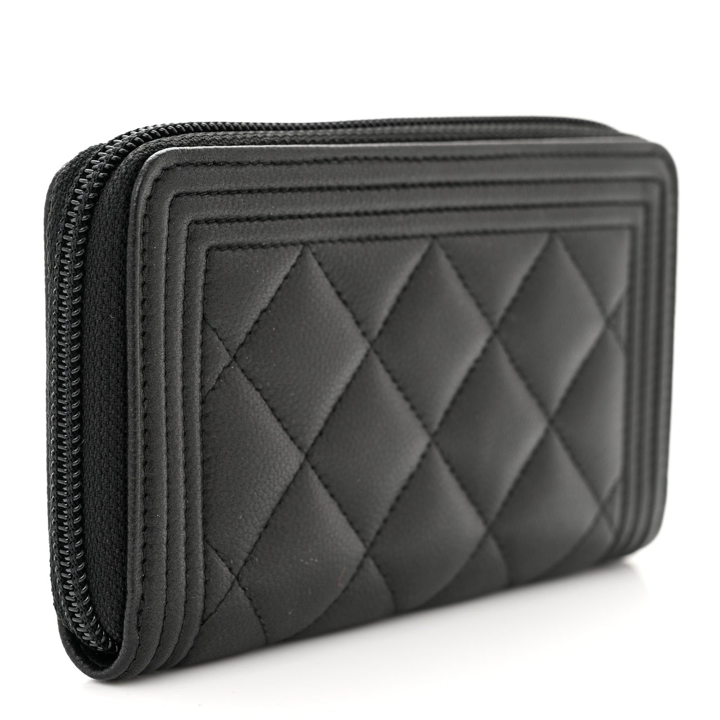 Caviar Quilted Small Boy Zip Around Wallet So Black