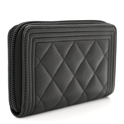 Chanel Caviar Quilted Small Boy Zip Around Wallet So Black 3 of 9