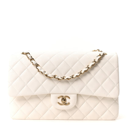 Chanel Caviar Quilted Jumbo Double Flap White 1 of 10