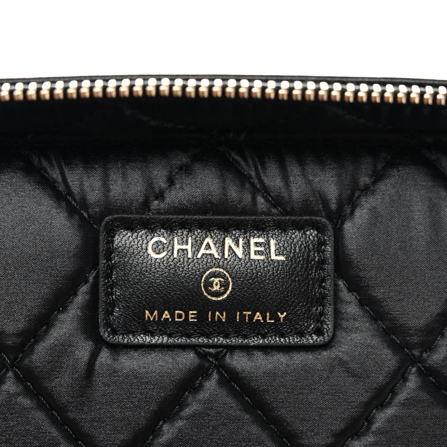 Lambskin Quilted Large Vanity Pouch Black